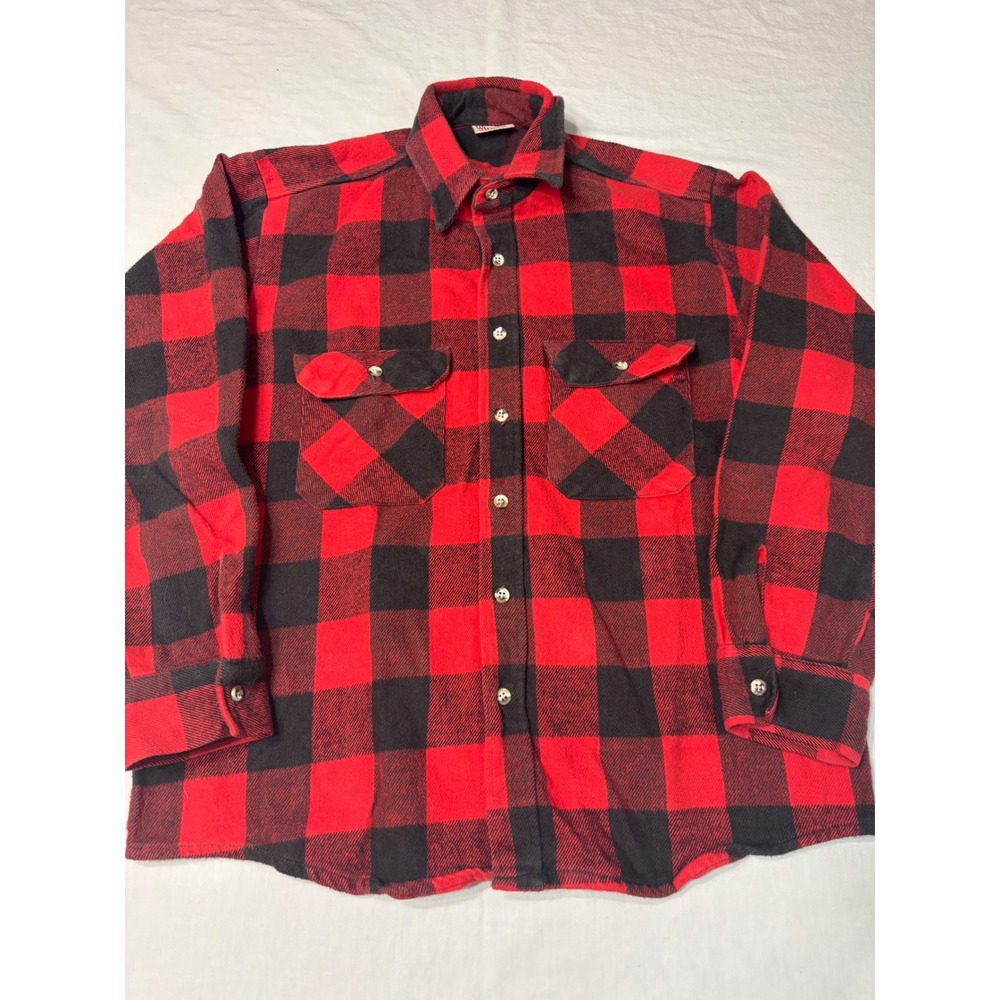 Winston Flannel Shirt Mens Large Red Black Buffalo Plaid Long Sleeve Button Up